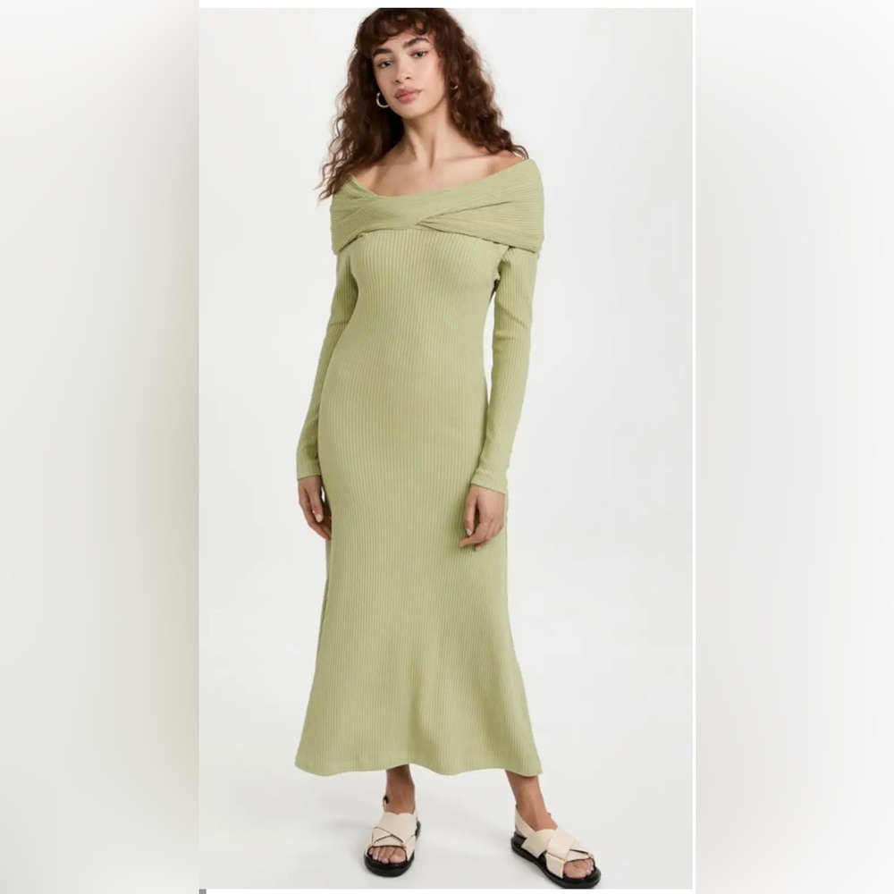 Mara Hoffman Emery Off the Shoulder Dress in Light Green Size Small